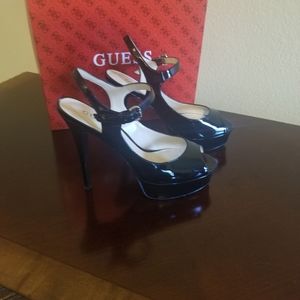 Guess black patent heels